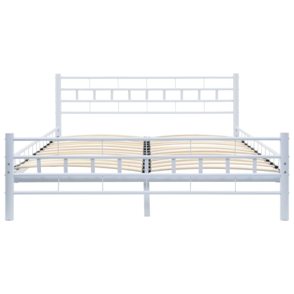 Bed Frame White Metal 137x187 cm - Image 3