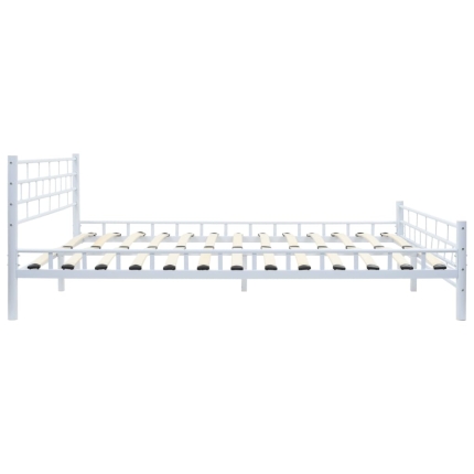 Bed Frame White Metal 137x187 cm - Image 4