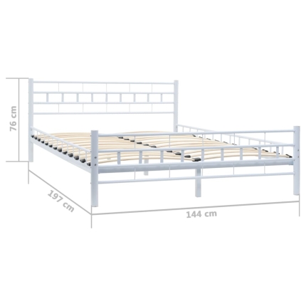 Bed Frame White Metal 137x187 cm - Image 6