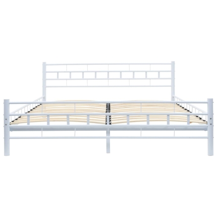 Bed Frame White Metal 153x203 cm - Image 3