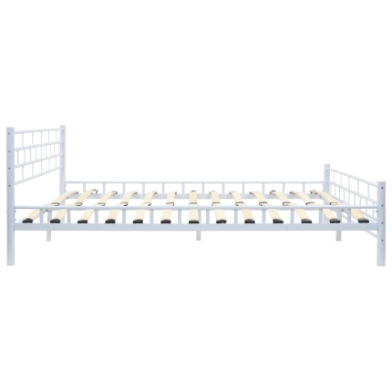 Bed Frame White Metal 153x203 cm - Image 4