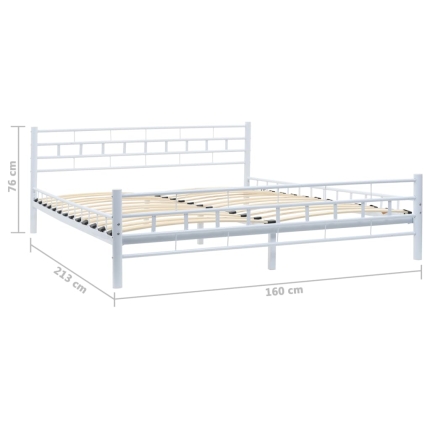 Bed Frame White Metal 153x203 cm - Image 6