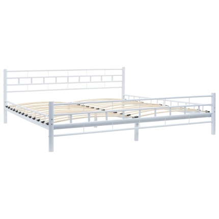 Bed Frame White Metal 183x203 cm - Image 2