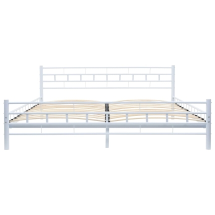 Bed Frame White Metal 183x203 cm - Image 3