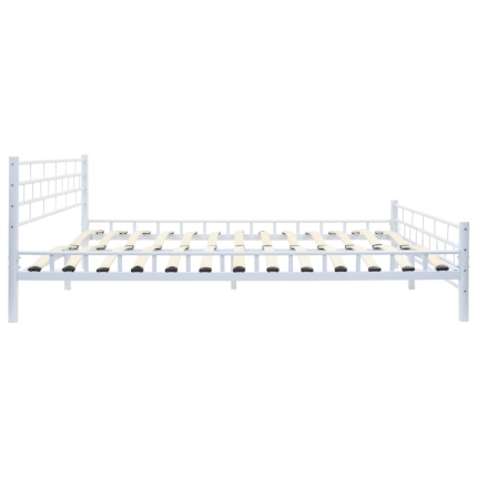 Bed Frame White Metal 183x203 cm - Image 4