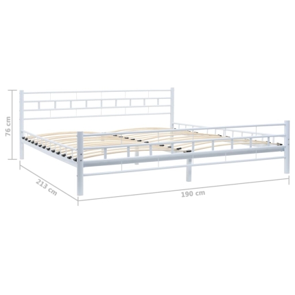 Bed Frame White Metal 183x203 cm - Image 6