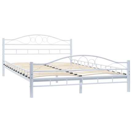 Bed Frame White Metal 137x187 cm - Image 2