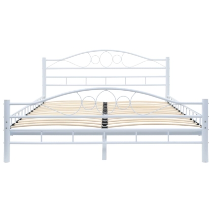 Bed Frame White Metal 137x187 cm - Image 3