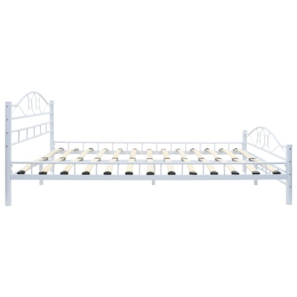Bed Frame White Metal 137x187 cm - Image 4