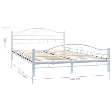 Bed Frame White Metal 137x187 cm - Image 6