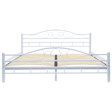 Bed Frame White Metal 153x203 cm - Image 3