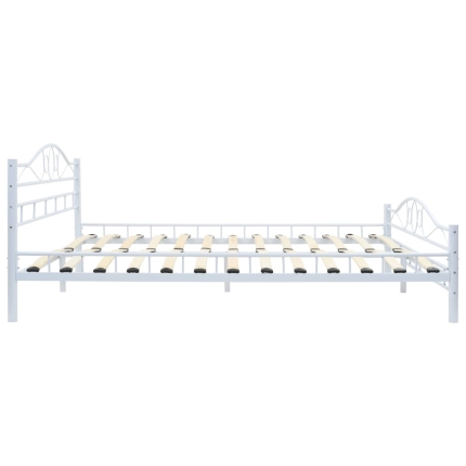 Bed Frame White Metal 153x203 cm - Image 4