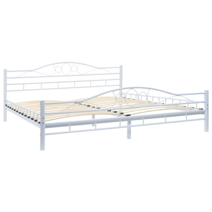 Bed Frame White Metal 183x203 cm - Image 2
