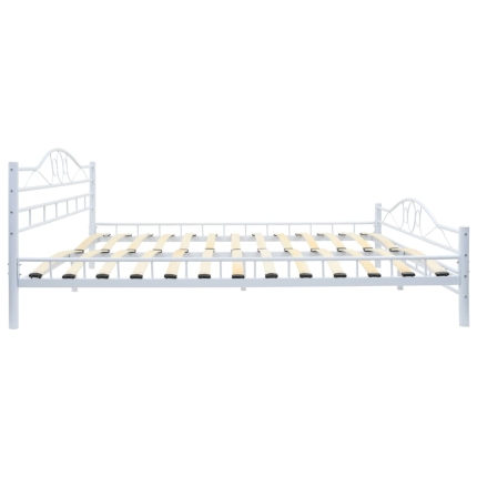 Bed Frame White Metal 183x203 cm - Image 4