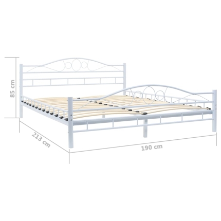 Bed Frame White Metal 183x203 cm - Image 6