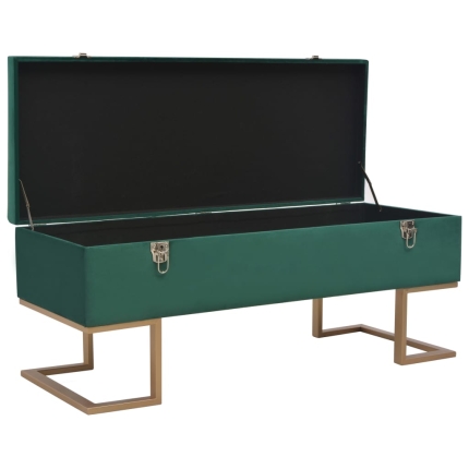 Bench with Storage Compartment 105 cm Green Velvet - Image 2