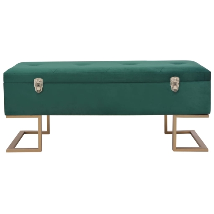 Bench with Storage Compartment 105 cm Green Velvet - Image 3