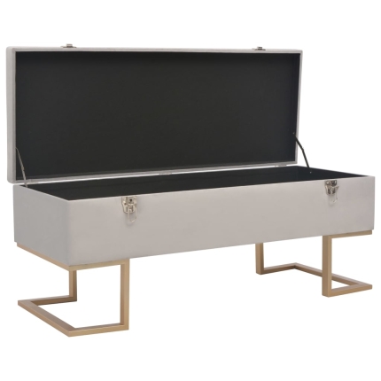 Bench with Storage Compartment 105 cm Grey Velvet - Image 2