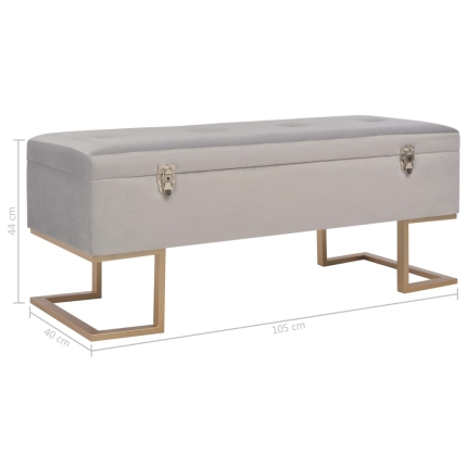 Bench with Storage Compartment 105 cm Grey Velvet - Image 7