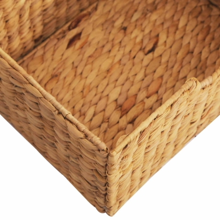 Sideboard 90x33.5x83 cm Solid Oak Wood and Water Hyacinth - Image 8