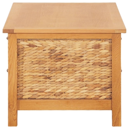Sideboard 88x53x43 cm Solid Oak Wood and Water Hyacinth - Image 5