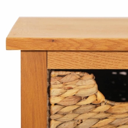 Sideboard 88x53x43 cm Solid Oak Wood and Water Hyacinth - Image 7