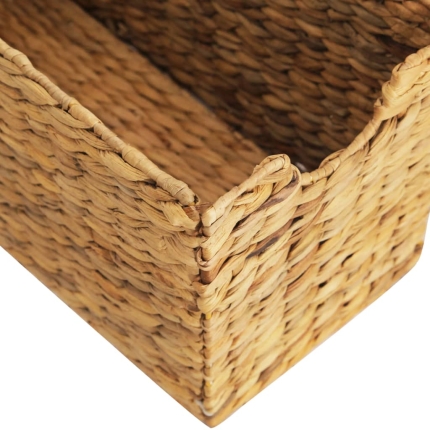 Sideboard 88x53x43 cm Solid Oak Wood and Water Hyacinth - Image 9