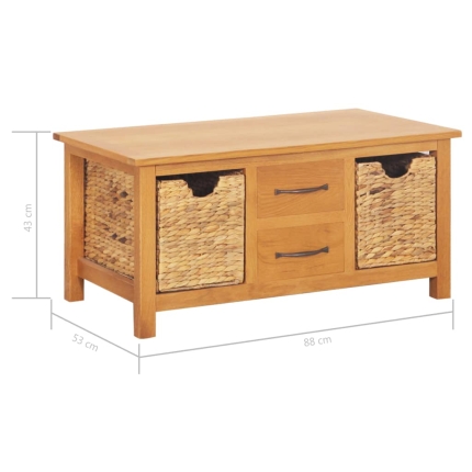 Sideboard 88x53x43 cm Solid Oak Wood and Water Hyacinth - Image 10