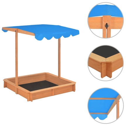 Sandbox with Adjustable Roof Wood Blue UV50 - Image 2