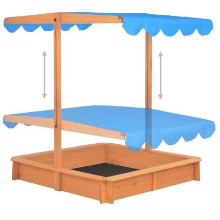 Sandbox with Adjustable Roof Wood Blue UV50 - Image 4