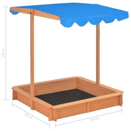 Sandbox with Adjustable Roof Wood Blue UV50 - Image 10