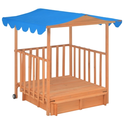 Kids Playhouse with Sandbox Wood Blue UV50 - Image 3