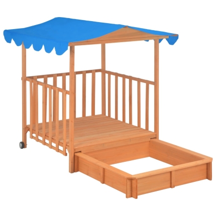 Kids Playhouse with Sandbox Wood Blue UV50 - Image 5