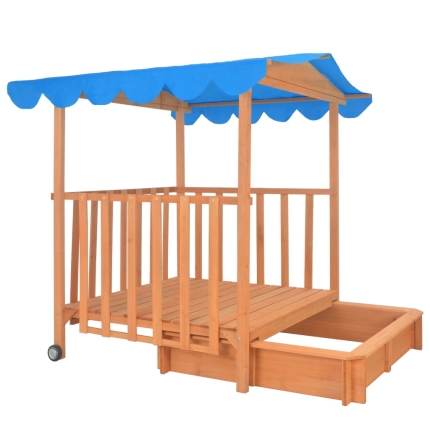 Kids Playhouse with Sandbox Wood Blue UV50 - Image 6