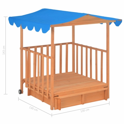 Kids Playhouse with Sandbox Wood Blue UV50 - Image 10