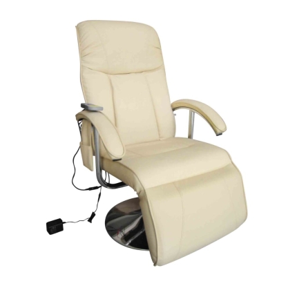 Massage Chair Cream White Faux Leather - Image 3