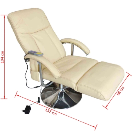 Massage Chair Cream White Faux Leather - Image 7