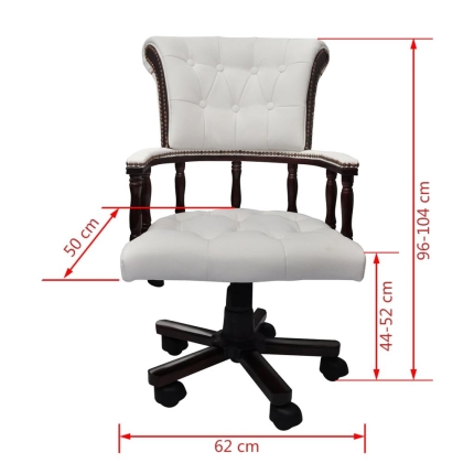 Chesterfield Captains Swivel Office Chair White - Image 6