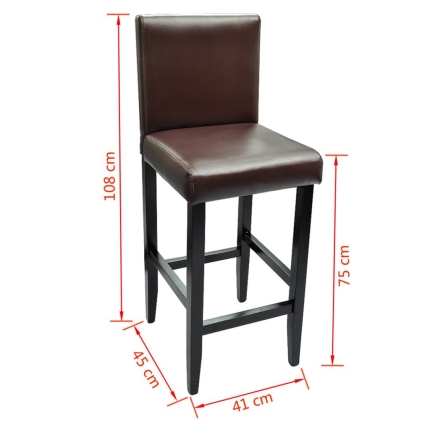 Bar Stools 2 pcs Dark Brown Faux Leather - Image 5