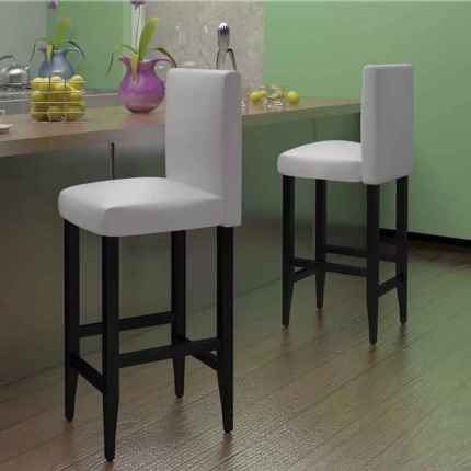 Bar Stools 2 pcs White Faux Leather - Image 3