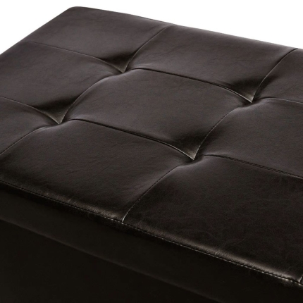 Brown Faux Leather Folding Storage Seat Bench Stool Ottomans - Image 4