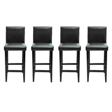 Bar Stools 4 pcs Black Faux Leather - Image 2
