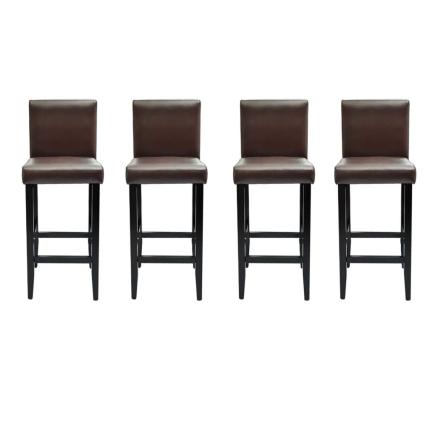 Bar Stools 4 pcs Dark Brown Faux Leather - Image 2