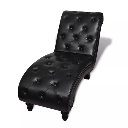 Chaise Longue Brown Faux Leather - Image 2