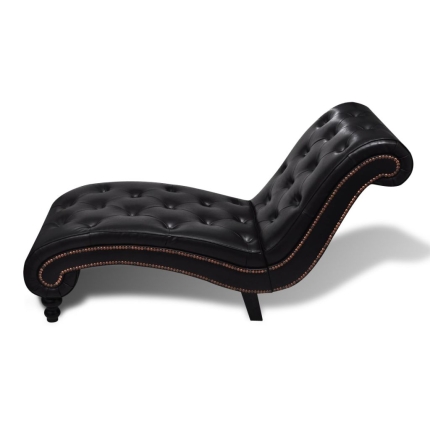 Chaise Longue Brown Faux Leather - Image 3