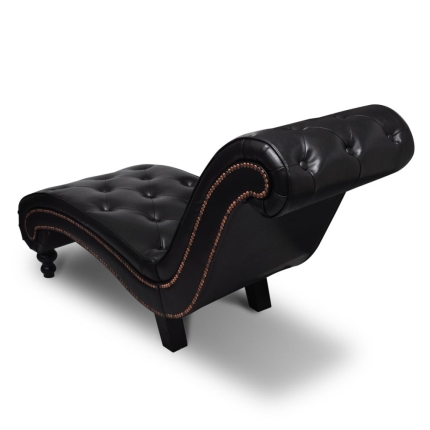 Chaise Longue Brown Faux Leather - Image 4