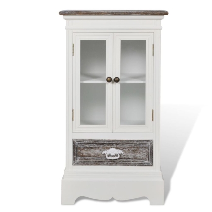 Cabinet 2 Doors 1 Drawer White Wood - Image 2