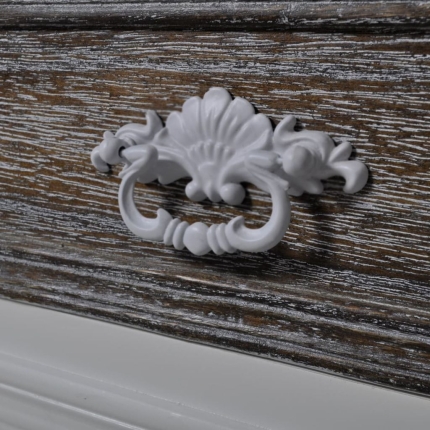 Cabinet 2 Doors 1 Drawer White Wood - Image 6