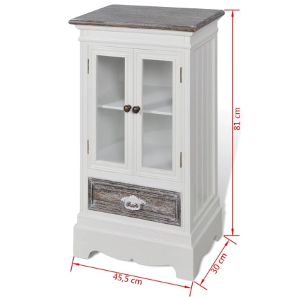 Cabinet 2 Doors 1 Drawer White Wood - Image 8