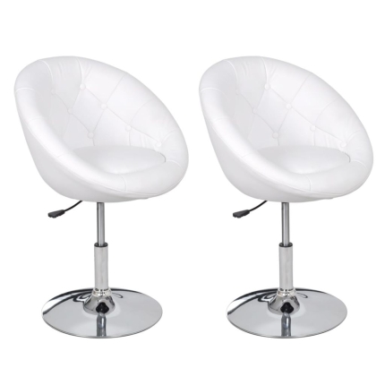 Bar Chairs 2 pcs White Faux Leather - Image 2